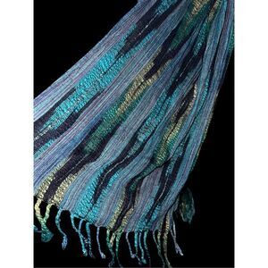 BEAUTIFUL multicolored shimmery green, purple , and turquoise scarf with fringe